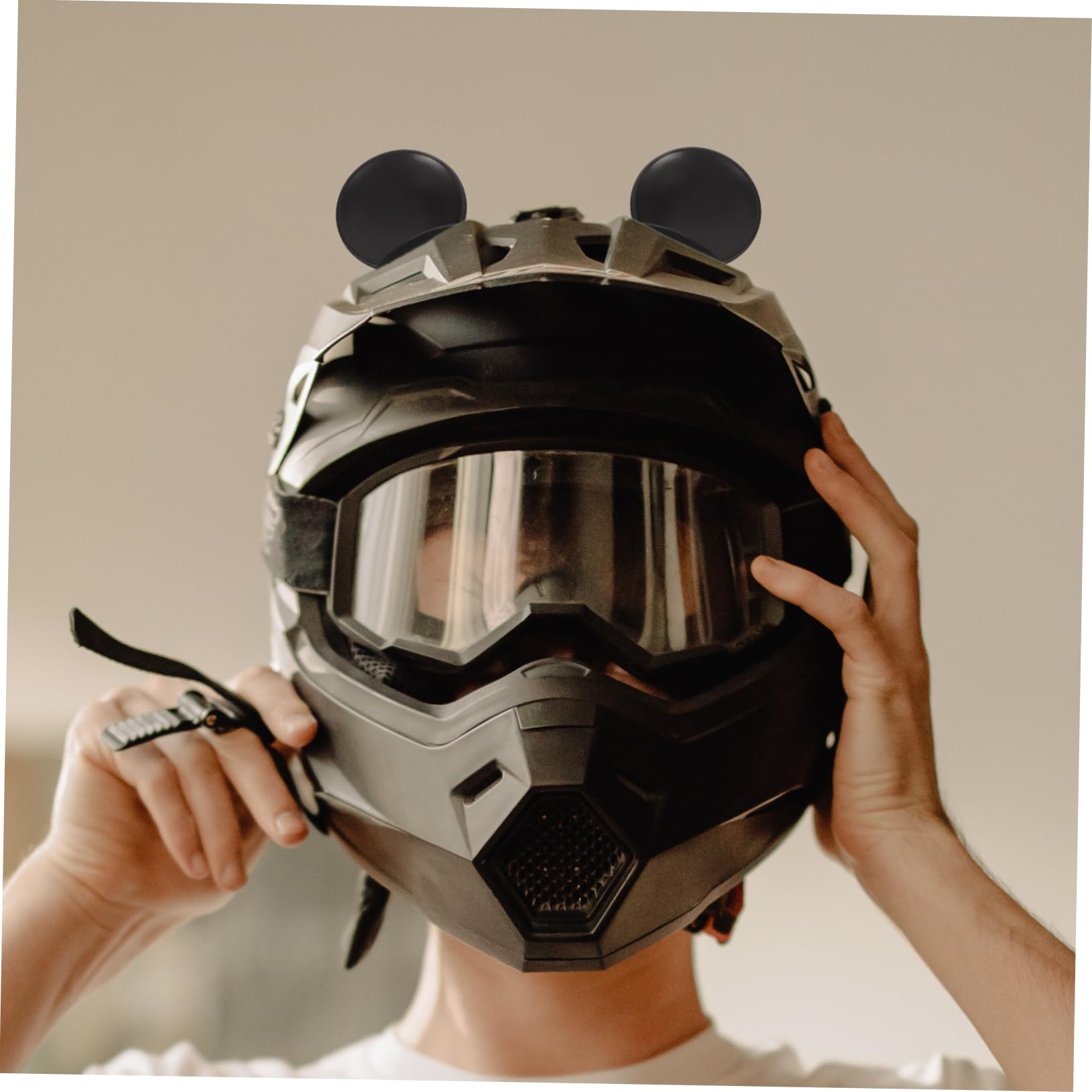 BESPORTBLE Decorazione Nero e Moto Orecchie in Topo di per da Silicone Casco Stile Leggere Decorative Unico e Divertente per Casco da Moto Giocoso