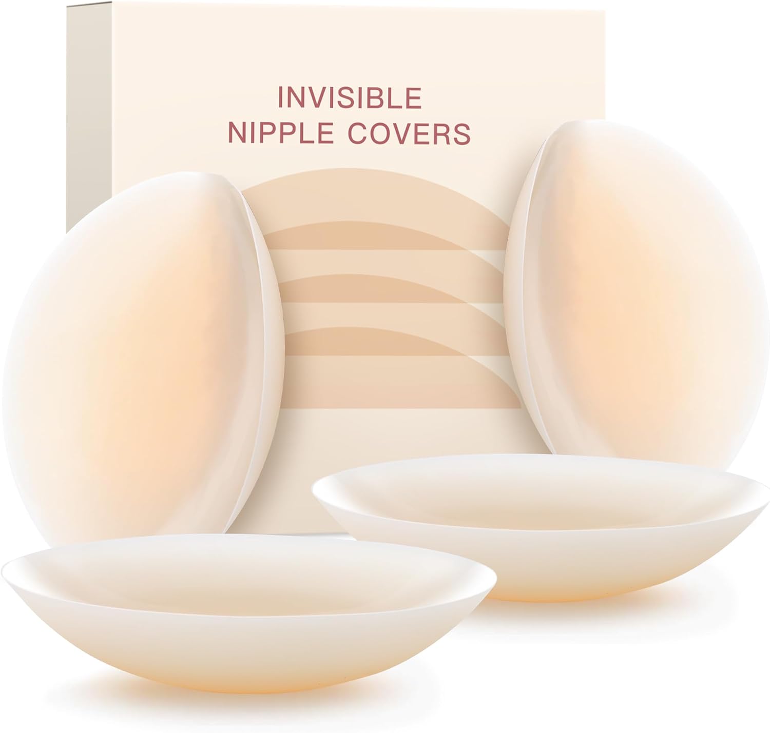 Nipple Covers for Women - Sticky Bra - Silicone Reusable Adhesive Pasties with Travel Case,2 Pairs