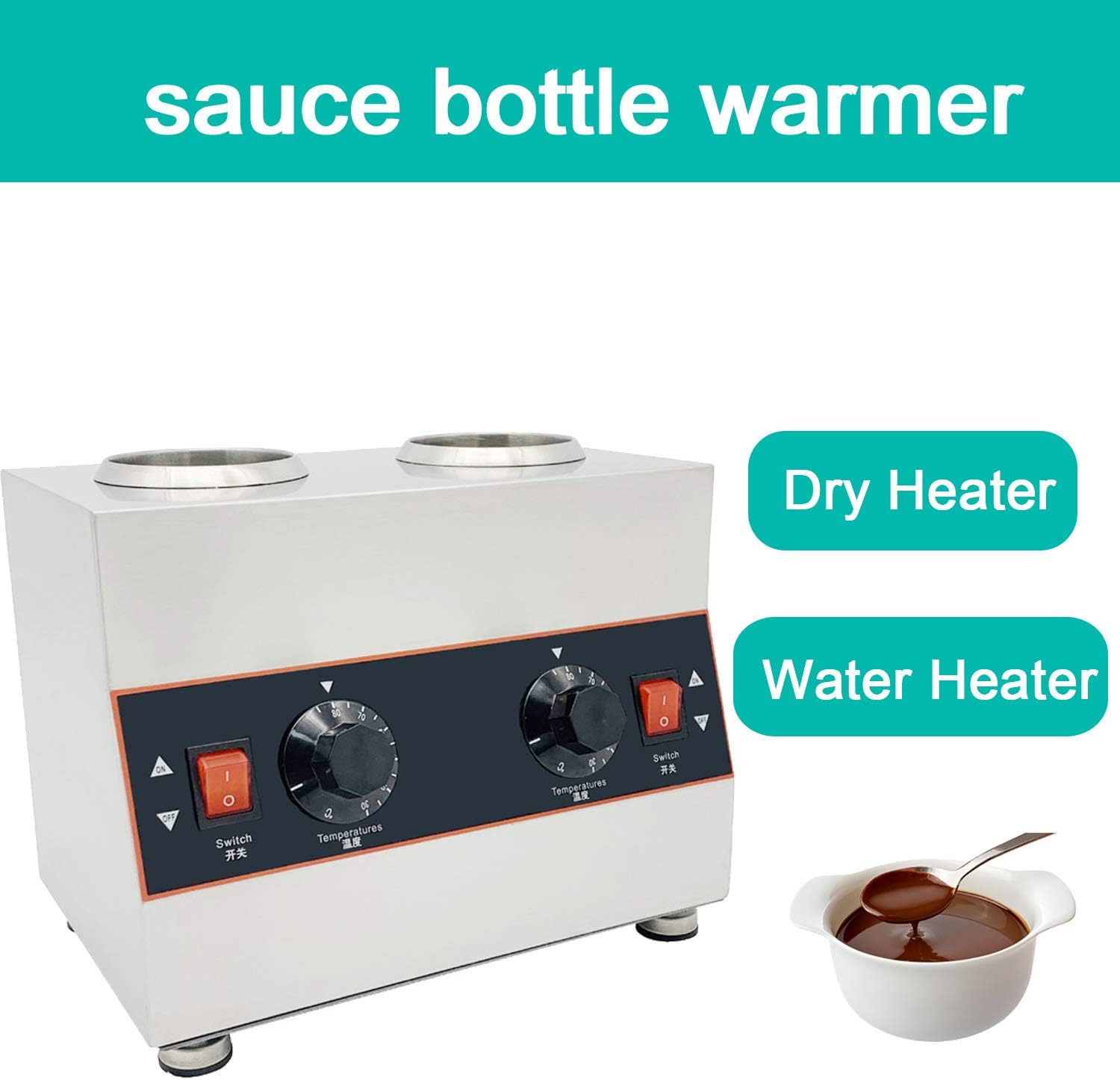 Electric Chocolate Sauce Warmer Toppings Bottle Warmer Hot Cheese Sauce Dispenser with Squeeze Bottle
