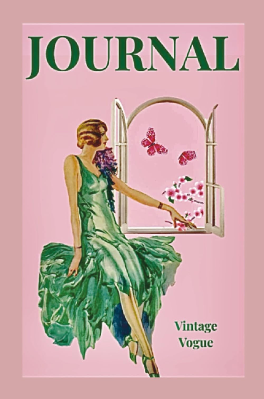 JOURNAL: Lined journal with alternate lined and blank pages - Write, Sketch, Color - Pretty fashion cover inspired by vintage vogue styles of yesterday