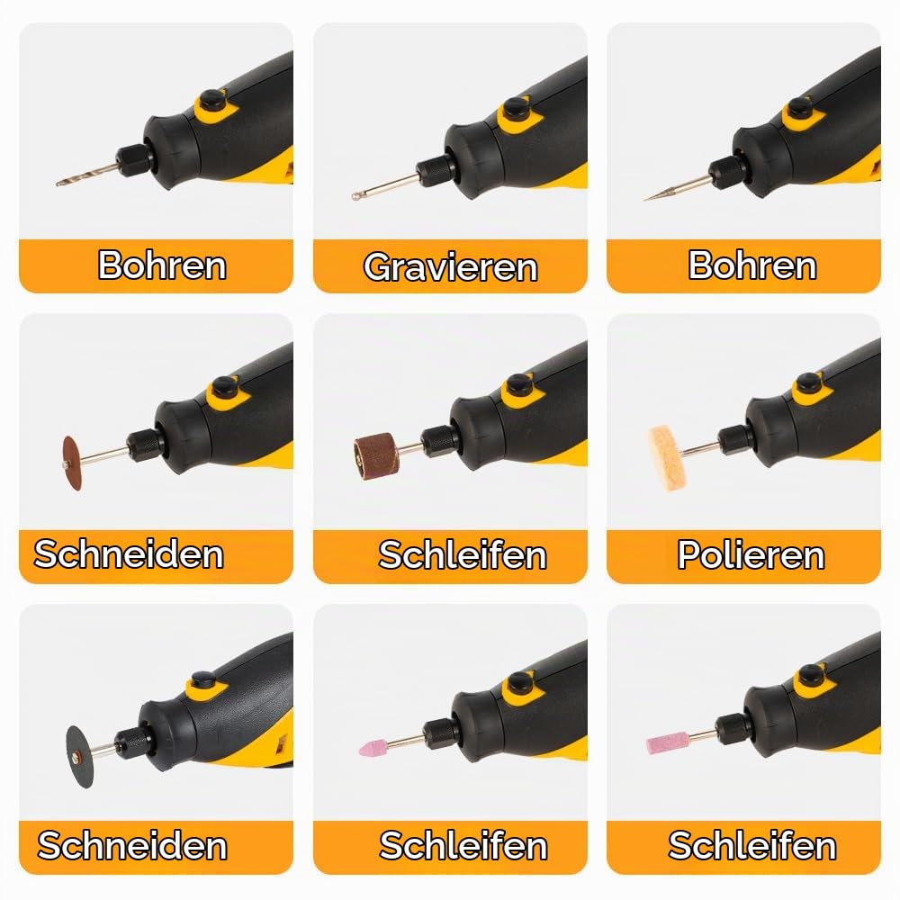 Hoteche Multifunktionswerkzeug 100-teiliger Mini-Elektroschleifersatz mit Schlauch und Ständer - 130W Leistungsstarke Rotationswerkzeug-Set.