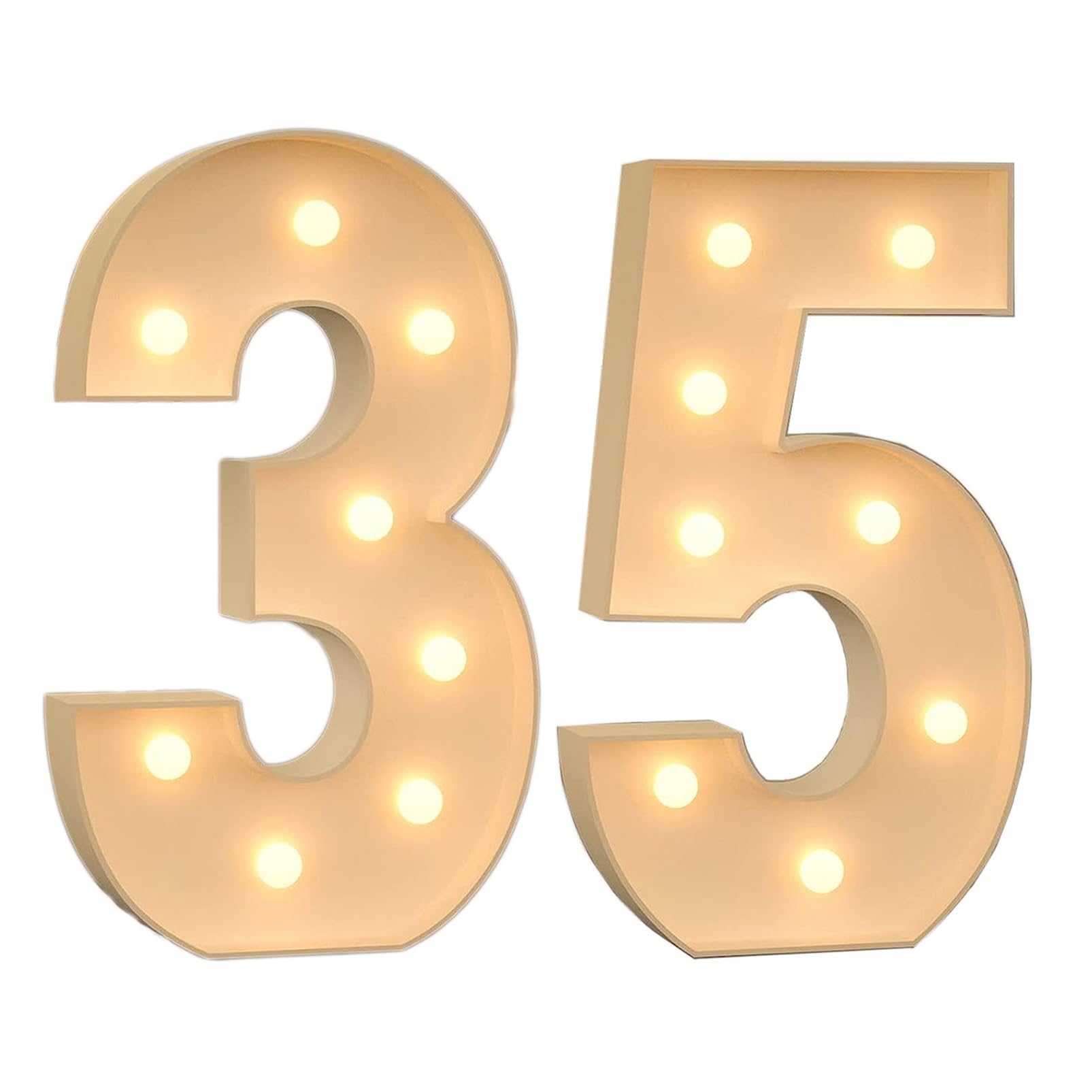 Marquee Light Up Numbers, 3ft/4ft Giant Mosaic LED Numbers Light Sign, Pre-Cut Mosaic Numbers Kit for Wedding Anniversary Bar Home Birthday Party Decoration ( Color : Number 35 , Size : 100CM/3.3FT )