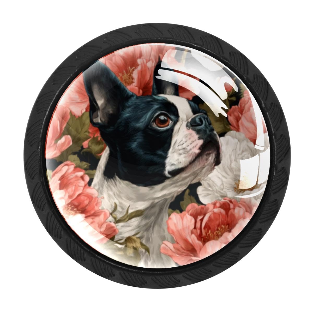 Heoeh Multi 2 4 Pcs Kitchen Cabinet Knobs, Pug Flower Drawer Knobs Dresser Handles