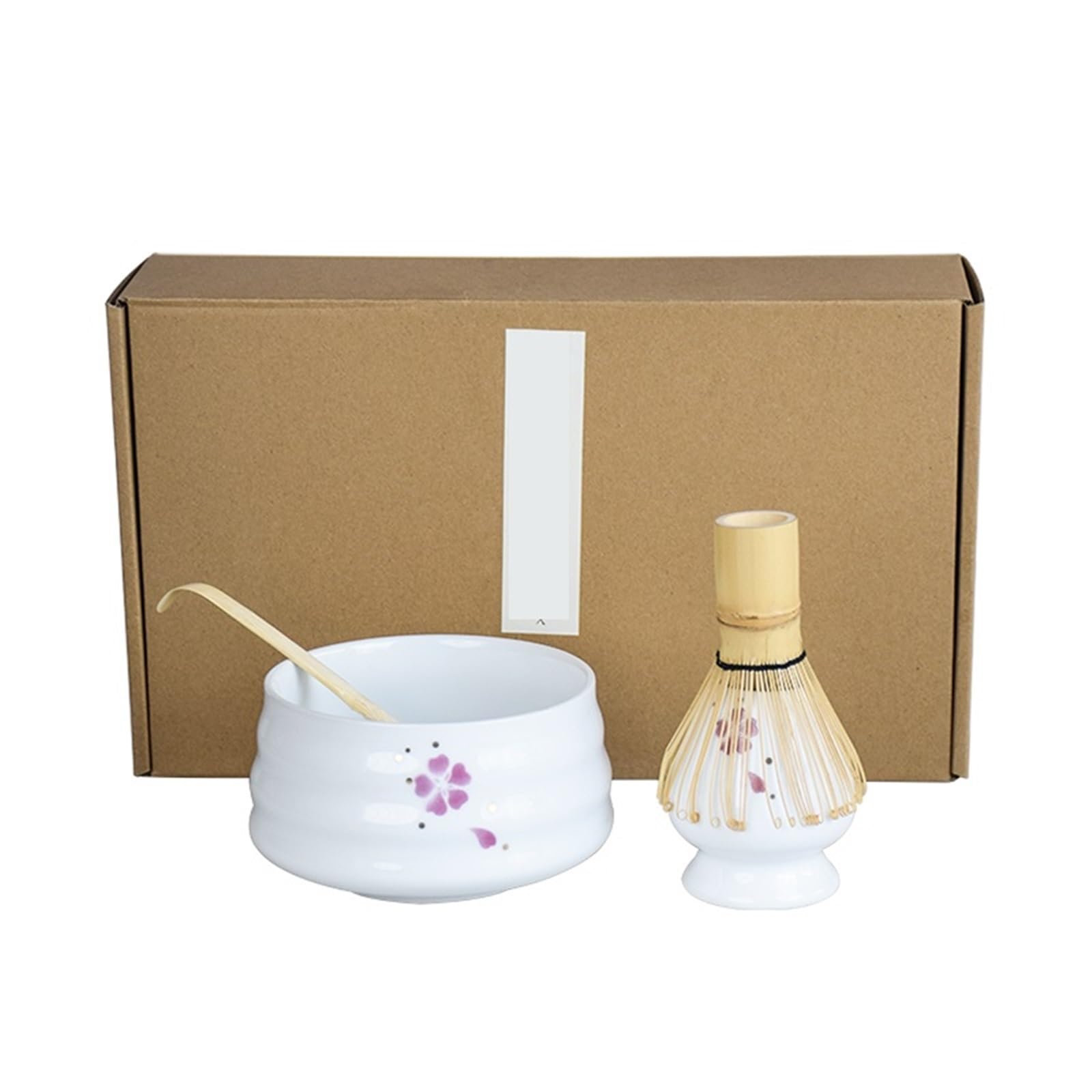Juego de 4 piezas de té Matcha hecho a mano, fácil de limpiar, con soporte, cuenco, batidor, cuchara, accesorios tradicionales for ceremonias. Juego de Té Matcha(Black)