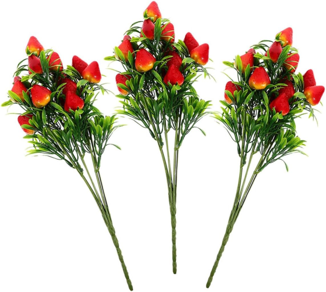 Yardenfun 3pcs Simulated Strawberry Decor Berries Fruit