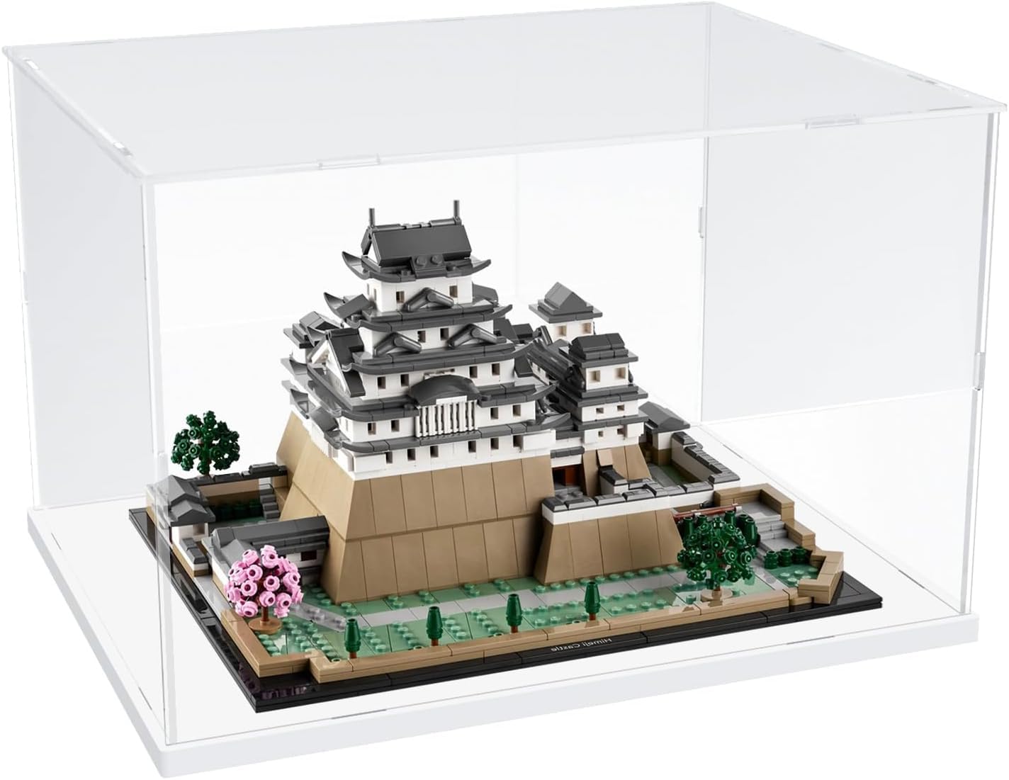 DuvinDD Acrylic Display Case for LEGO Himeji Castle Set for LEGO Hogwarts Castle for LEGO Space, Clear Acrylic Display Box for Collectibles Dustproof Protection Showcase(40x30x25cm,White Base)