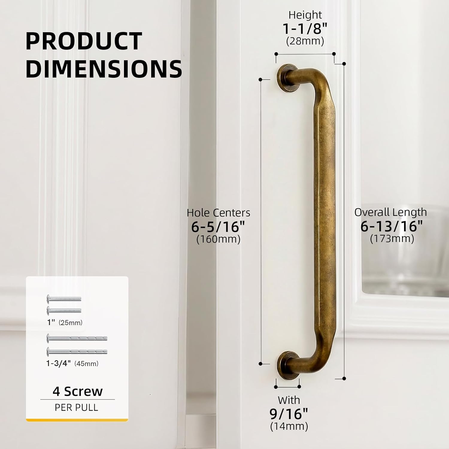 Goldenwarm 20 Pack 6-1/4 Inch Antique Brass Cabinet Pulls Vintage Retro Brass Drawer Pulls Kitchen Cabinet Handles Solid Zinc Alloy Hardware for Cupboard, Bathroom, Dresser