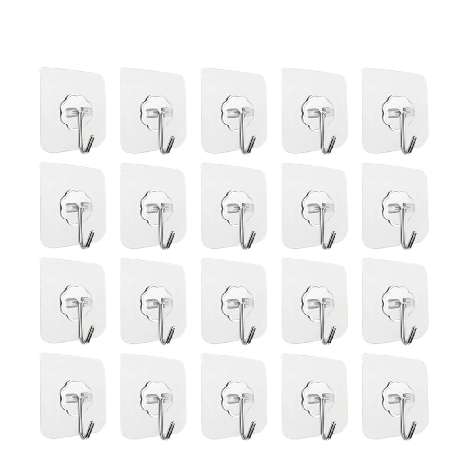 Pexlor 20Pcs Compatible For 5/10/20/40Pcs Transparent Seamless Hook, Strong Adhesive For Bathroom, Living Room, Wall Hanging Door(20Pcs)