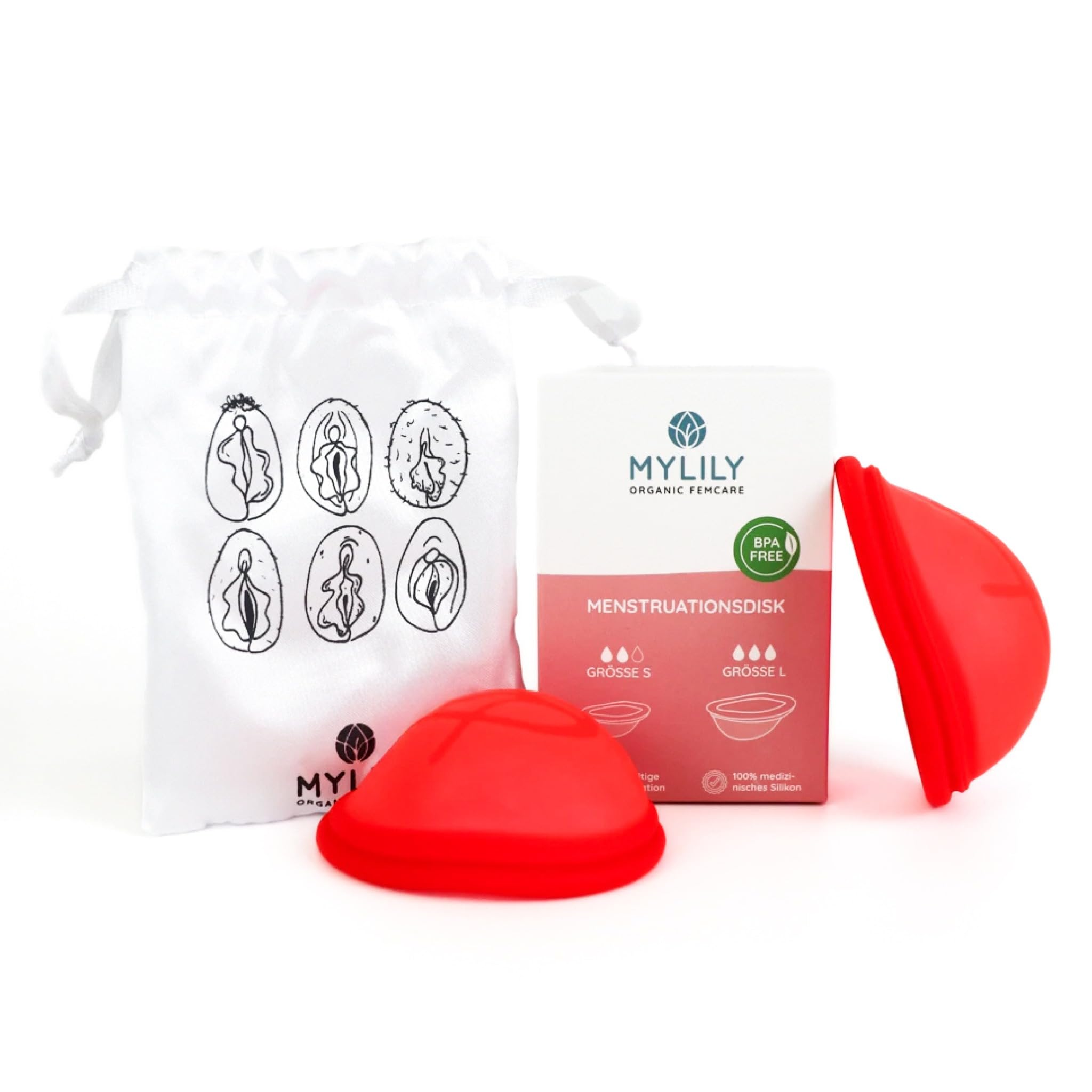 Disco mestruale MYLILY® | 100% silicone di grado medico I Periodo | Disco mestruale I Sostenibile e a basso costo I Disco mestruale | riutilizzabile I S + L