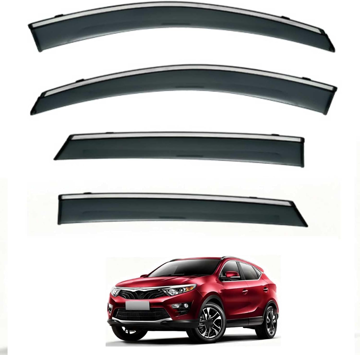 liufangfc Wind Deflectors for Southeast DX7 MK1 2015-2023 – 4pc Tape-On Smoked Visors, Weatherproof, Anti-Salt/Snow, Low-Noise