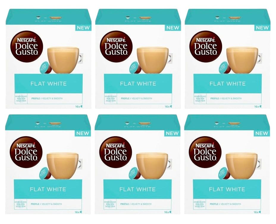 NESCAFE DOLCE GUSTO Flat White Blend Coffee Pods x16 (Pack of 6 Total 96 Pods)