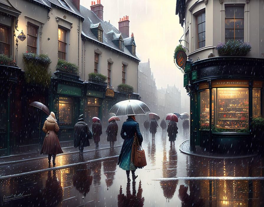 Poster pluie à Dublin Meechi toile 50x70cm sans cadre art mural salon