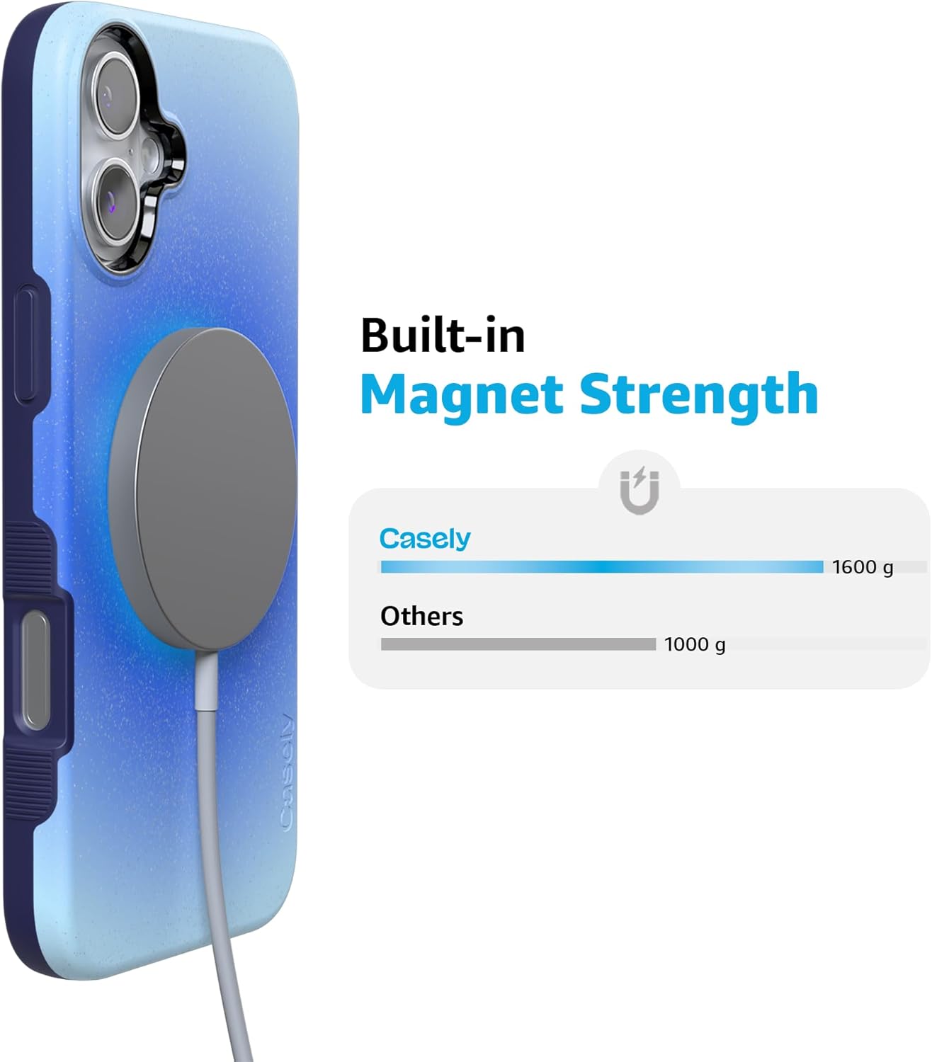 Casely iPhone 16 Case | Cobalt Clarity | Blue Aura | Bold Protective Design | MagSafe Compatible Design