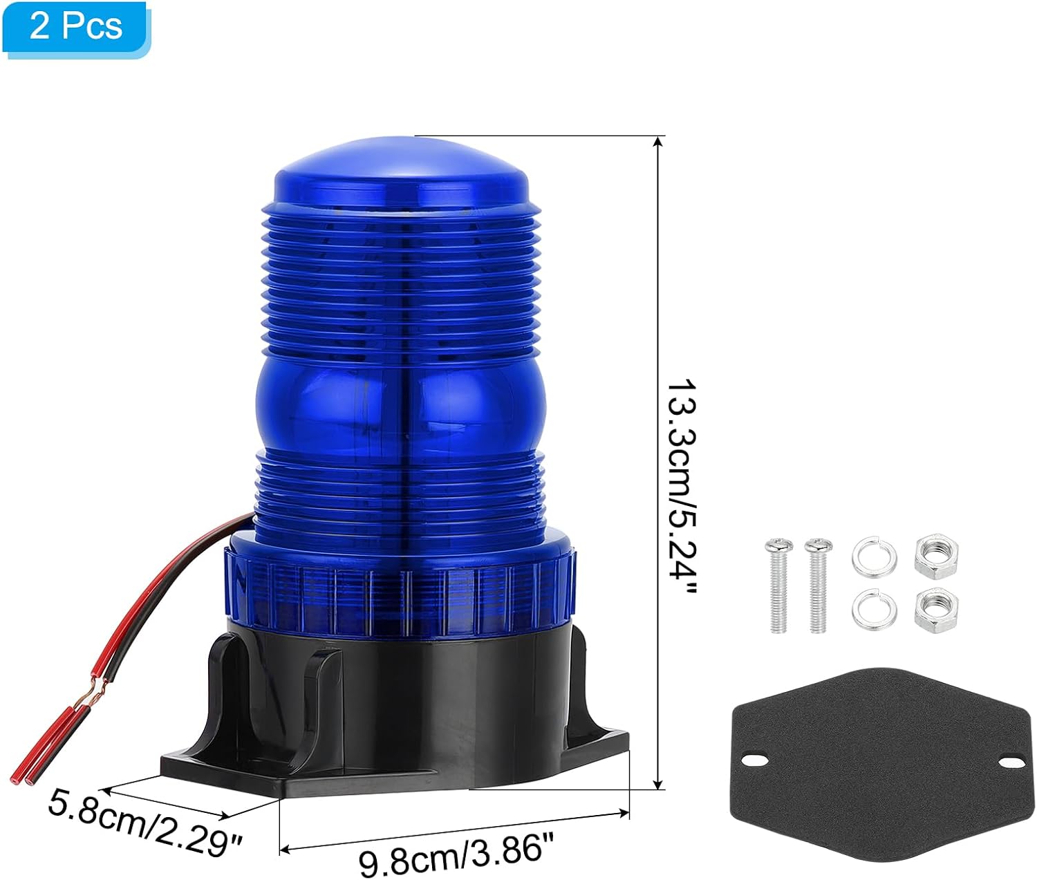 PATIKIL LED Strobe Warning Lights, 2Pcs 10V-80V Leds Flashing Lamps for Truck Tractor Vehicle Roof Forklift Golf Cart Mower UTV Car, Blue