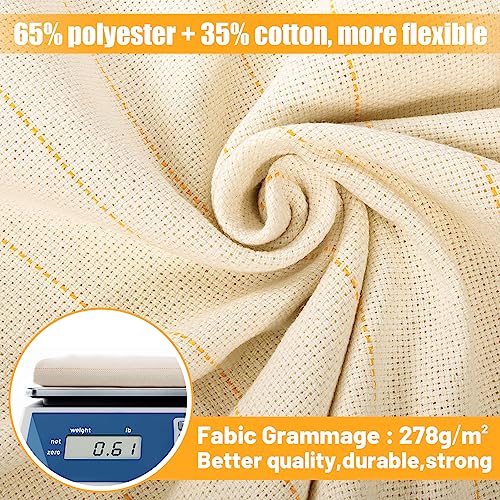 Biubee BIUBEE-PUNCH NEEDLE CLOTH FABRIC-2.15*2M 85 Inch × 79 Inch Large Overlocking Tufting Cloth With Marked Lines- Primary Monk'S Cloth Punch Needle Fabric For Diy Rug-Punch Tufting Gun thumb #3