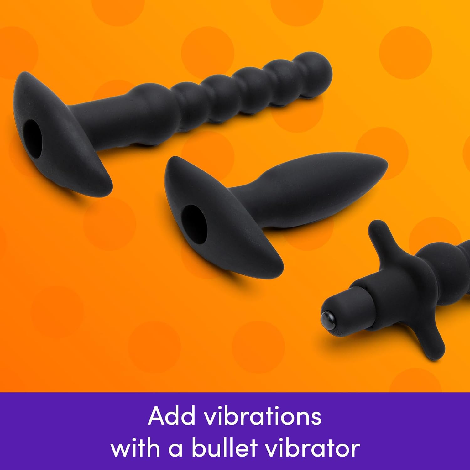 Lovehoney Bumper Booty Anal Toys Kit - 2 Butt Plugs, Anal Beads, Prostate Massager & Douche - Removable Bullet Vibrator Included - Silicone 6 Piece Adult Sex Toy Kit for Couples - Black