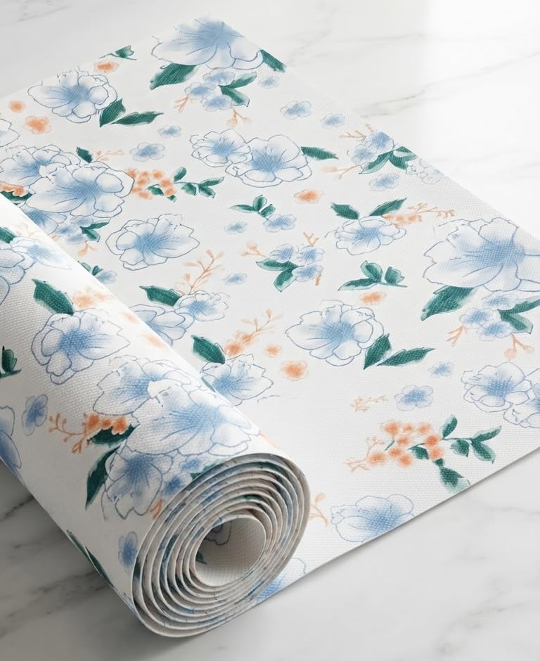 Image of Dribble (60cm X 500cm) Eva Shelf Liner Mat Roll, Non Slip Drawer & Cabinet Liner for Kitchen, Waterproof Oilproof Washable Fridge Mat, Anti Skid Multipurpose Mat (Spring Lavender Blue)