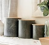 Farmhouse Kitchen Canisters for Countertop - Approx. 5, 4 & 2 Quart/Canisters Sets for the Kitchen/Rustic Home Decor/Modern Farmhouse Decor (Bamboo)