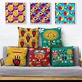 Fundas de cojines [Regalos y decoración] Decora tu hogar con esta hermosa funda de almohada de algodón y lino. Agregue un toque de estilo a su sofá, dormitorio, sala de estar, automóvil y oficina. Esta funda de cojín también es una buena opción para Navidad, Halloween, cumpleaños y otros regalos
