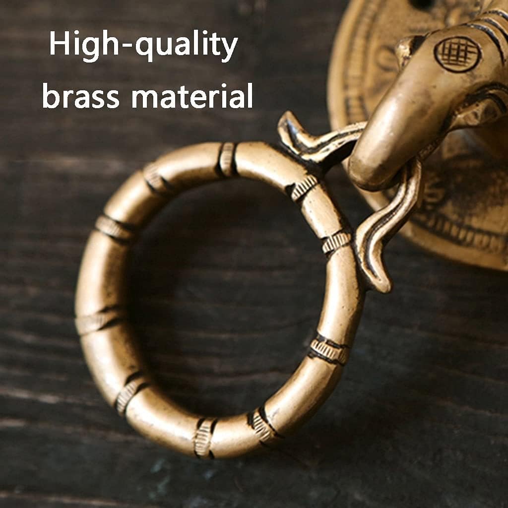 Elephant Brass Door Knockers Door Handle Pull Ring Door knockers for Front Door Antique Brass (Brass 15 * 8cm)