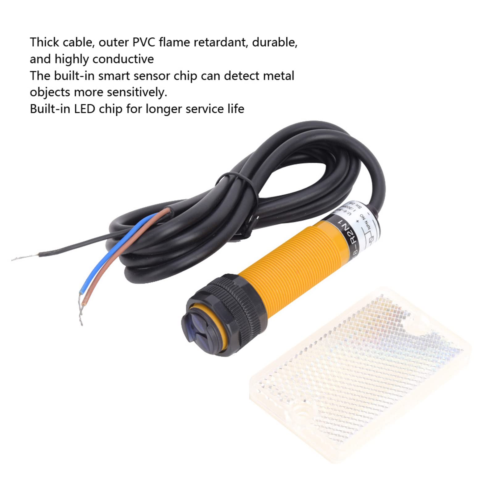 Photoelectric Sensor Switch, 6-36V DC 300mA E18-R2N1, 5 Pairs Photoelectric Beam Sensor NPN NO with 2M Detection Distance for Light Door Industrial Factory Garage Applicable to All Objects
