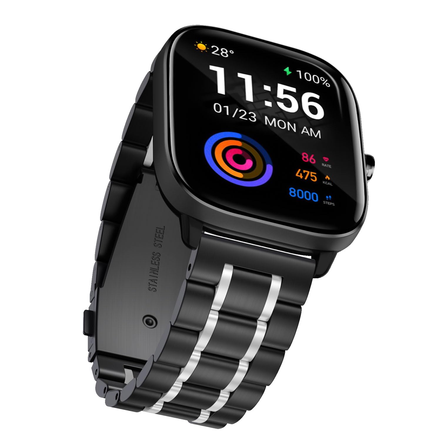 Suuira Cinturino Compatibile con Amazfit GTS 2 Mini/GTS 4 Mini/GTS 3 / GTS 2e / GTS 2 / GTS/Bip 3 Pro/Bip 3 / Bip S/Bip U Metallo Acciaio Inossidabile Ricambio Cinturino