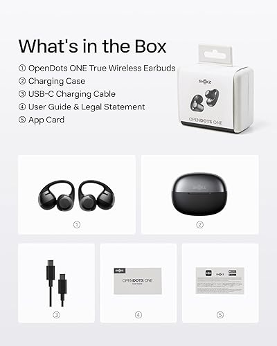 Miniatura 9 de SHOKZ OpenDots ONE - Auriculares de oído abierto, Auriculares de clip con micrófono - Auriculares inalámbricos Bluetooth con micrófono - Seguros,