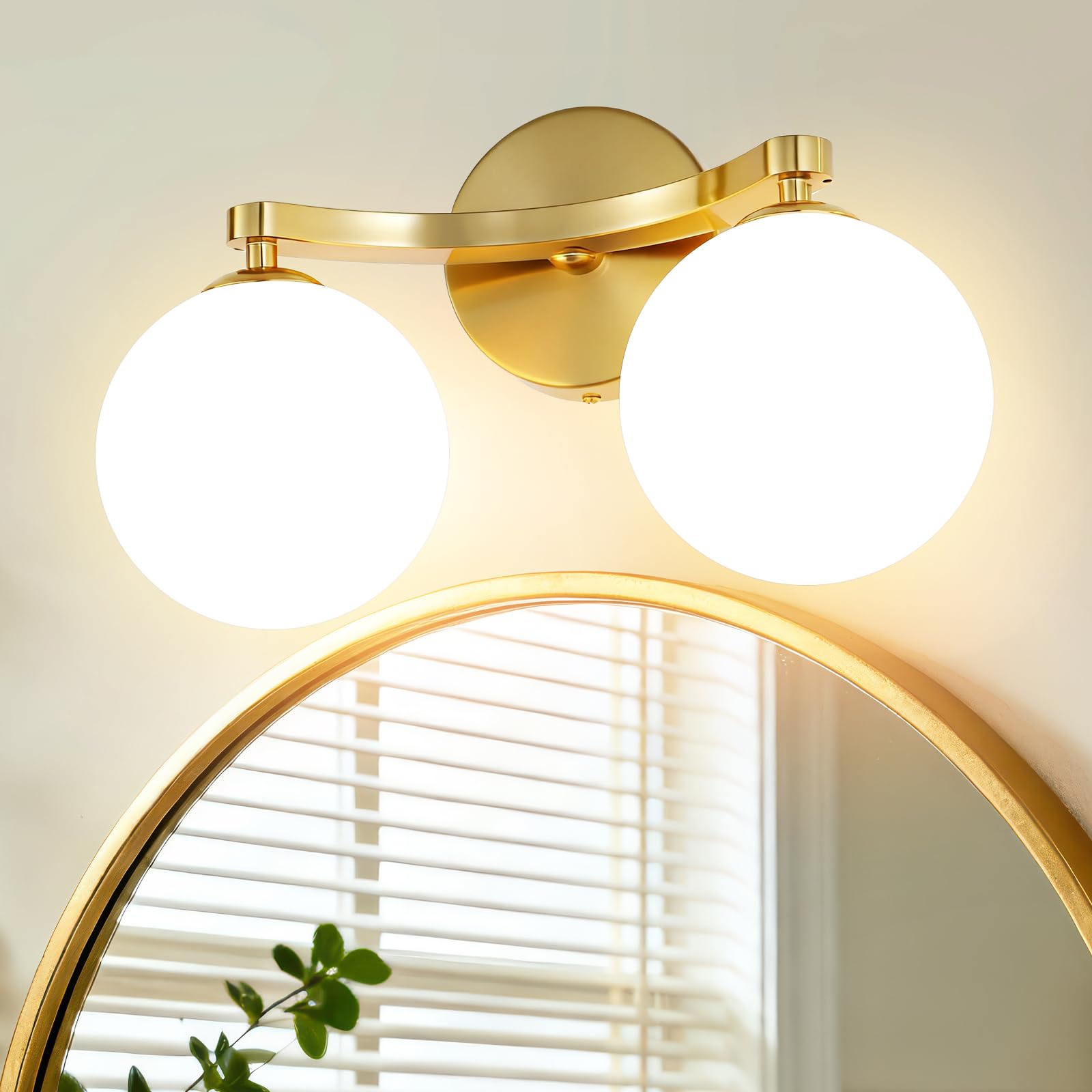 MantoLite Applique murale LED contemporaine avec deux abat-jours sphériques, lampe de lecture/miroir, comprend 2 ampoules G9