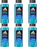 6x adidas Active Skin & Mind Cool Down Duschgel Duschgel für Herren mit ätherischen Ölen- der wilden Minze vegan und dermatologisch getestet, mit ätherischen Ölen der wilden Minze 250 ml (6er Pack)