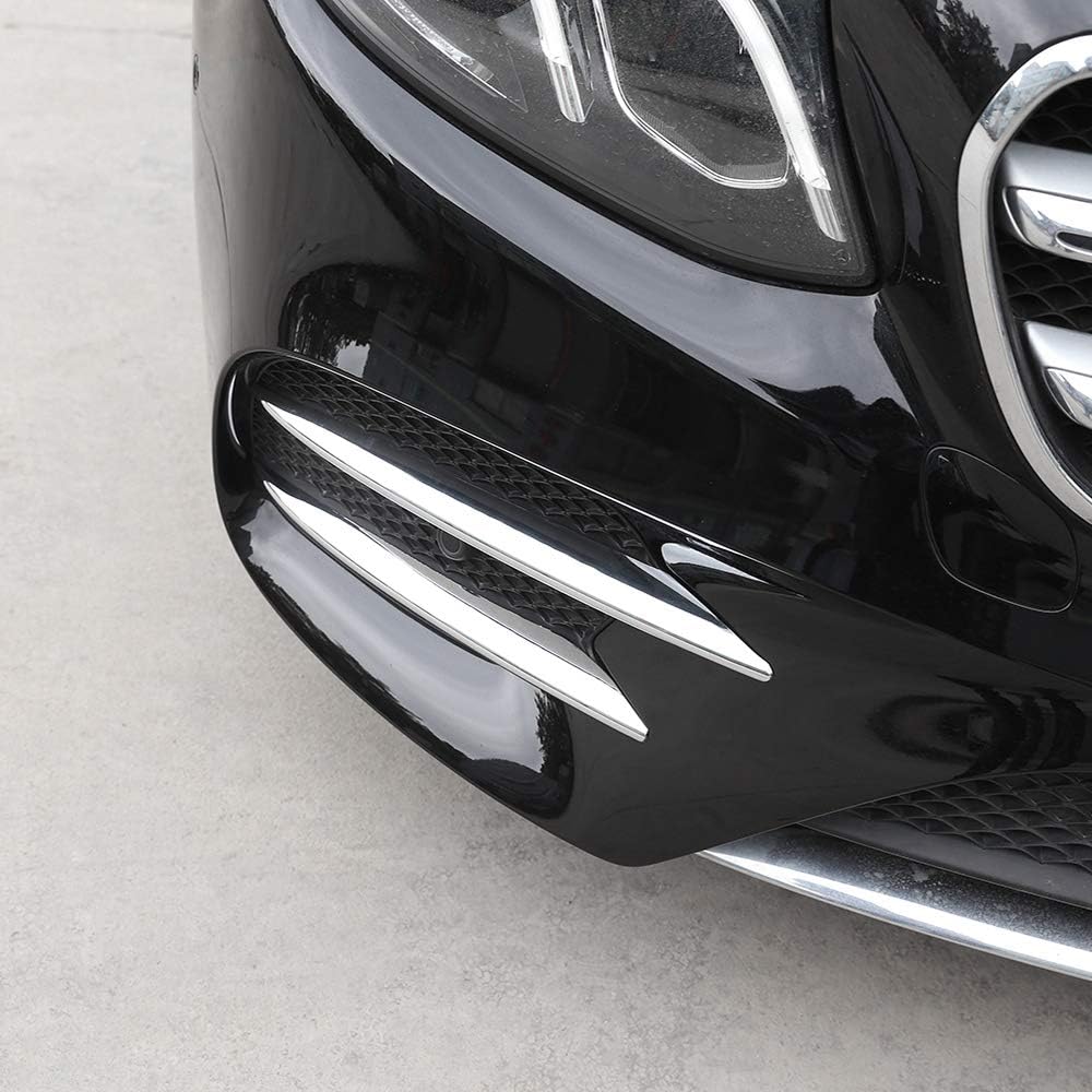 KUNGKIC For Benz E Class W213 E200 E350 AMG E53 2016 2017 2018 2019 2020 Fog Light Cover Front Corner Mesh Grill Molding Side Air Vent Trim Sport Exterior Decoration Accessories 4 PCS Chrome Silver