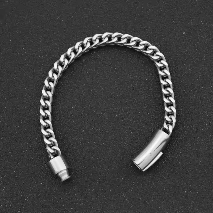 Image of Fashion Frill Stylish Bracelet For Man Silver Wheat Stainless Steel Chain Bracelet For Men Specially Made For Man