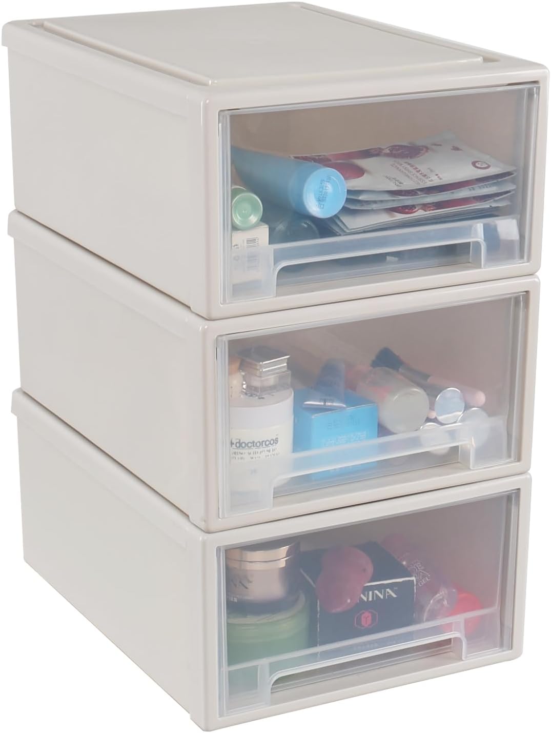 Readsky 18 Quart Large Stackable Drawer Unit, Plastic Compact Stacking Storage Drawer, 3 Packs