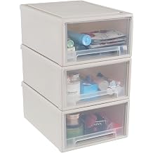 Readsky 18 Quart Large Stackable Drawer Unit, Plastic Compact Stacking Storage Drawer, 3 Packs