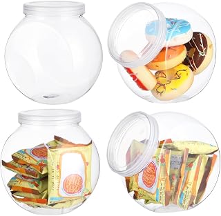 4 Pcs Plastic Cookie Jars with Lids, 71 Oz Reusable Wide-Mouth Food Storage Containers, Ideal for Cookies, Coffee Shops, Restaurants, and Kitchens