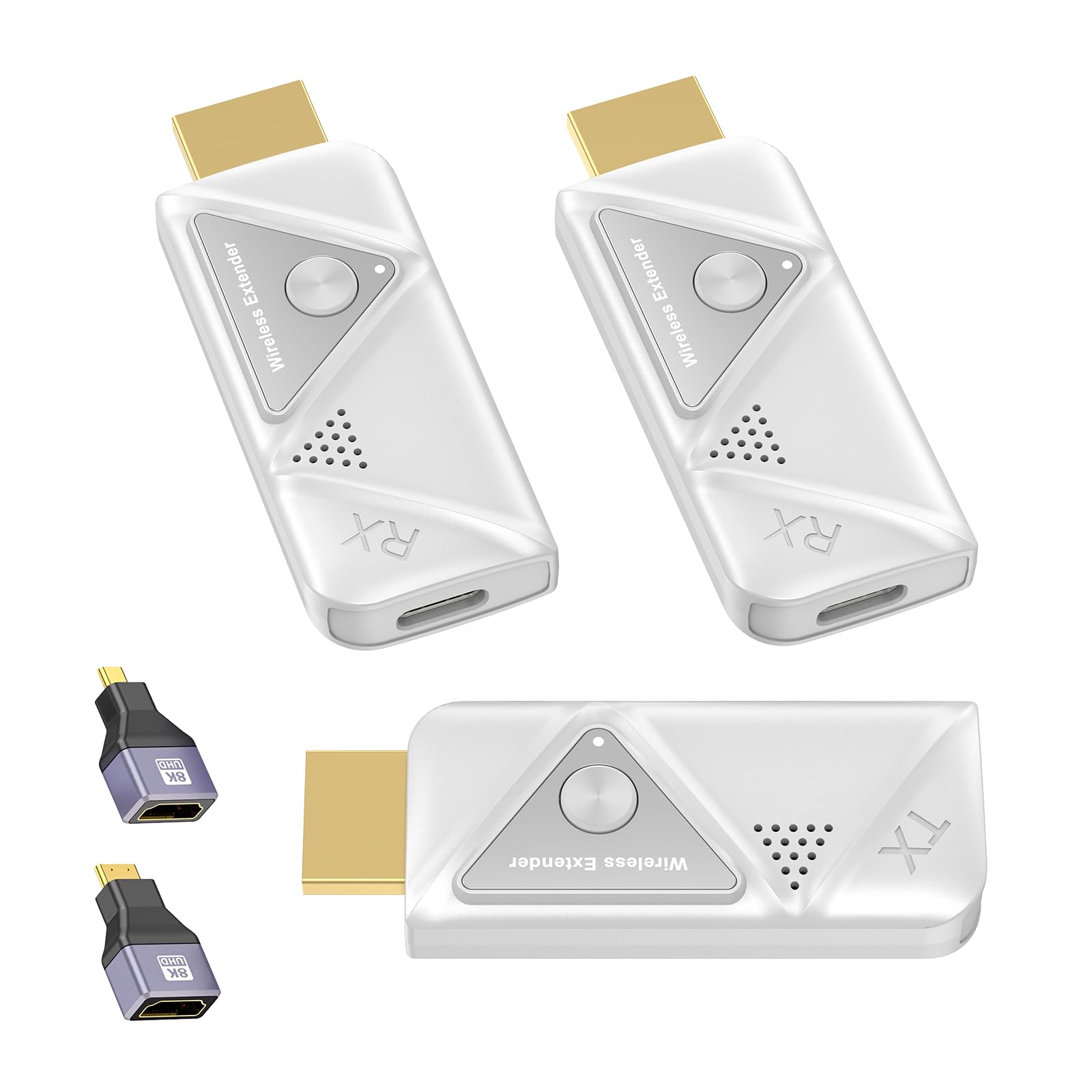 Wireless HDMI Transmitter and 2 Receivers, HDMI Wireless Dual Display Extender Kit Sync to 2 Screens, 5G/328FT/1080P Plug & Play for Simultaneous Audio/Video on TVs/Projectors/Monitors