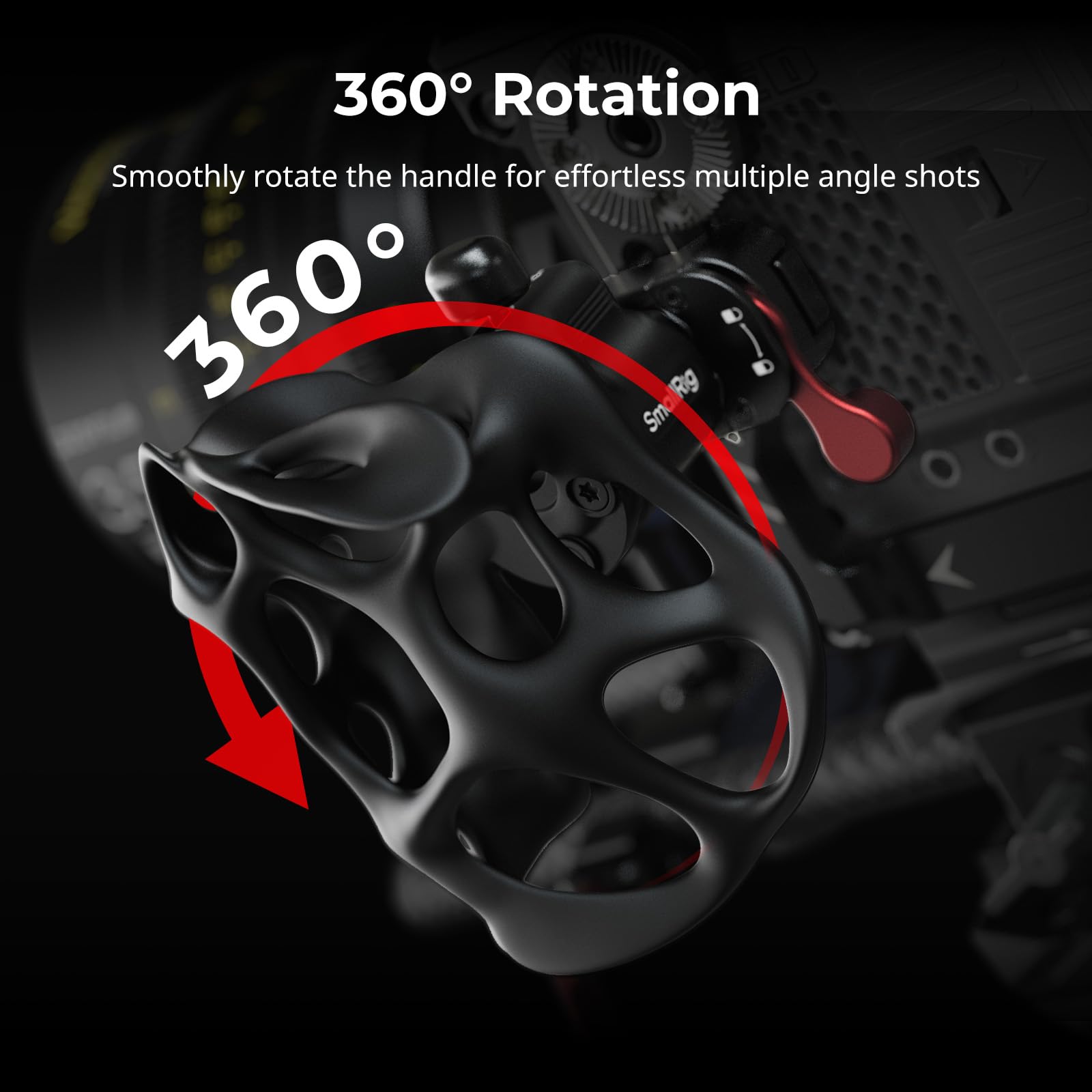 SMALLRIG Poignée Creuse Rotative à 360° Côté Droit pour Arri Rosace, Charge de 15 kg/33 LB pour Cages de Caméra et Supports d'Epaule - 5241
