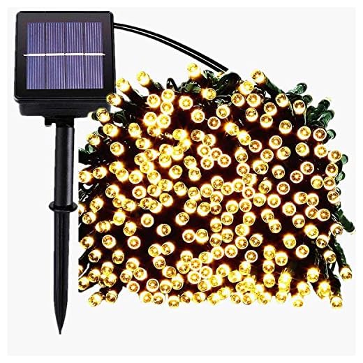 Sol jullampor, 200 LED 8 lägen solljusslingor vattentät stjärnklar ljusslingor för inomhus/utomhus kommersiell dekor atmosfär trädgård trädgård trädgård trädgård trädgård bröllop semester fest (mjuk vit)