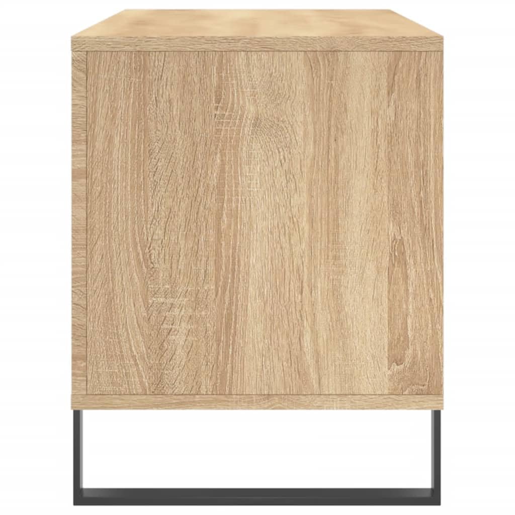 Armadio per dischi in rovere Sonoma, con gambe in ferro, 100 x 38 x 48 cm, spazio per dischi in vinile e LP in vinile, stabile, con ripiano per giradischi, soggiorno, ufficio