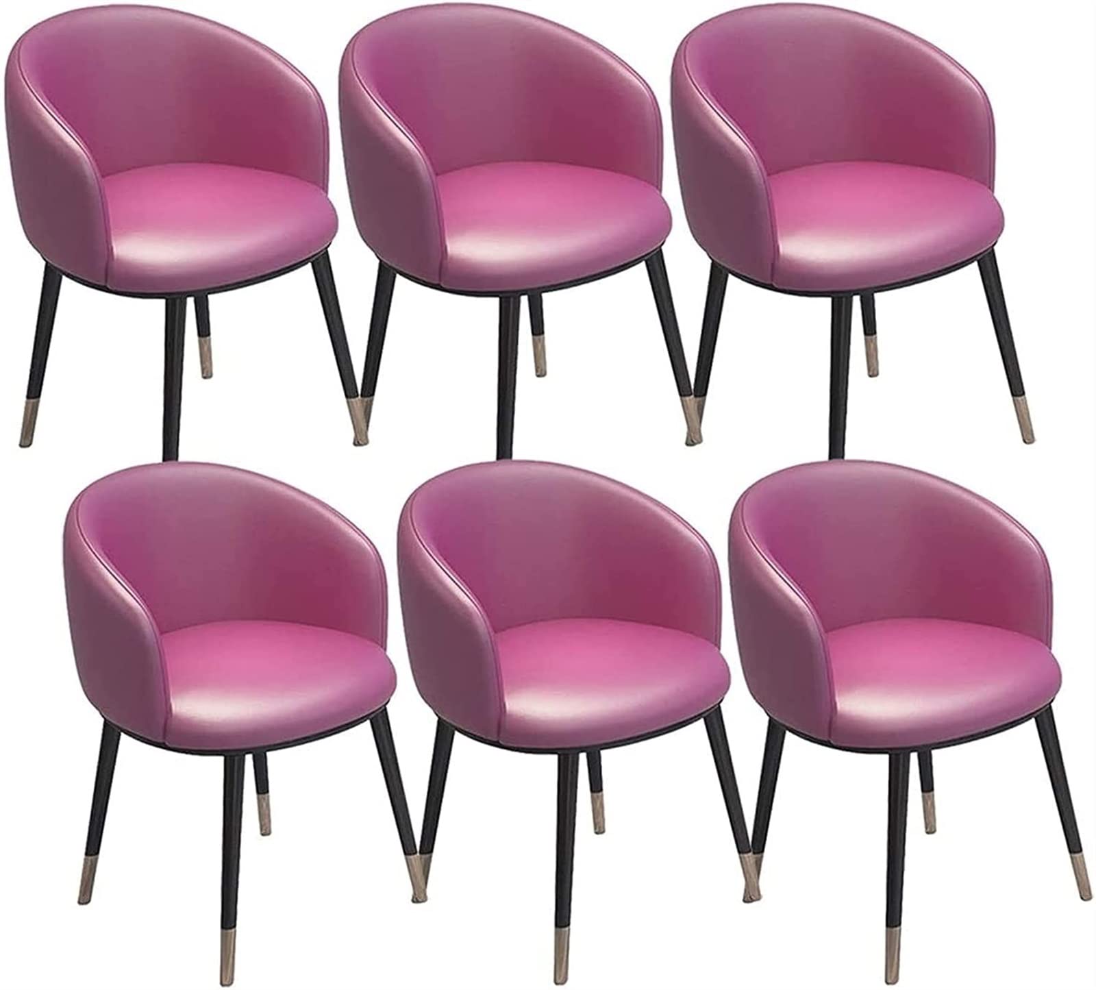 SJIALEN Modern Dining Chairs Set of 6, for Living Room Reception Office Chairs PU Leather Seat Backrest Metal Legs Kitchen Chairs Kitchen Chair (Color : Rose, Size : 42x42x75cm)