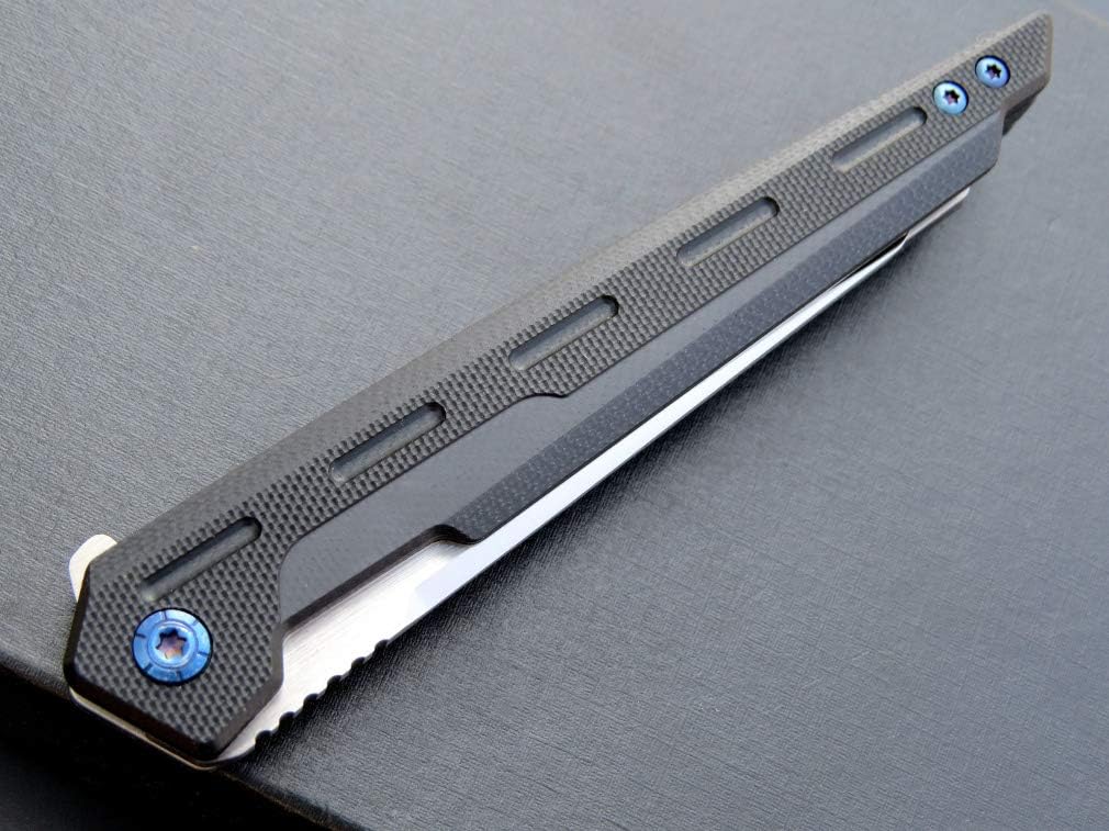 Eafengrow EF948 Folding Knife D2 Steel Blade + G10 Handle camping Knife Outdoor EDC Tool Knives (Black)