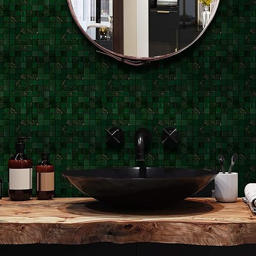 Alwayspon 25 piezas de azulejos autoadhesivos de transferencia de plata cepillada, calcomanías de azulejos para despegar y pegar, adhesivo de pared