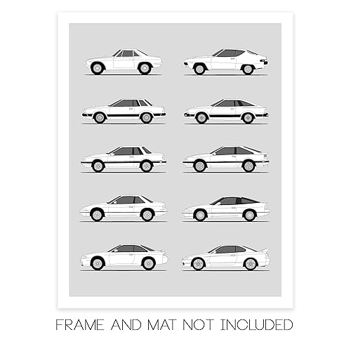 Miniatura 2 de History of Nissan Silvia (240SX) Print Wall Art Handmade Decor of the 180SX, 200SX, 240SX Generations History Evolution (8x10" Print (Unframed),