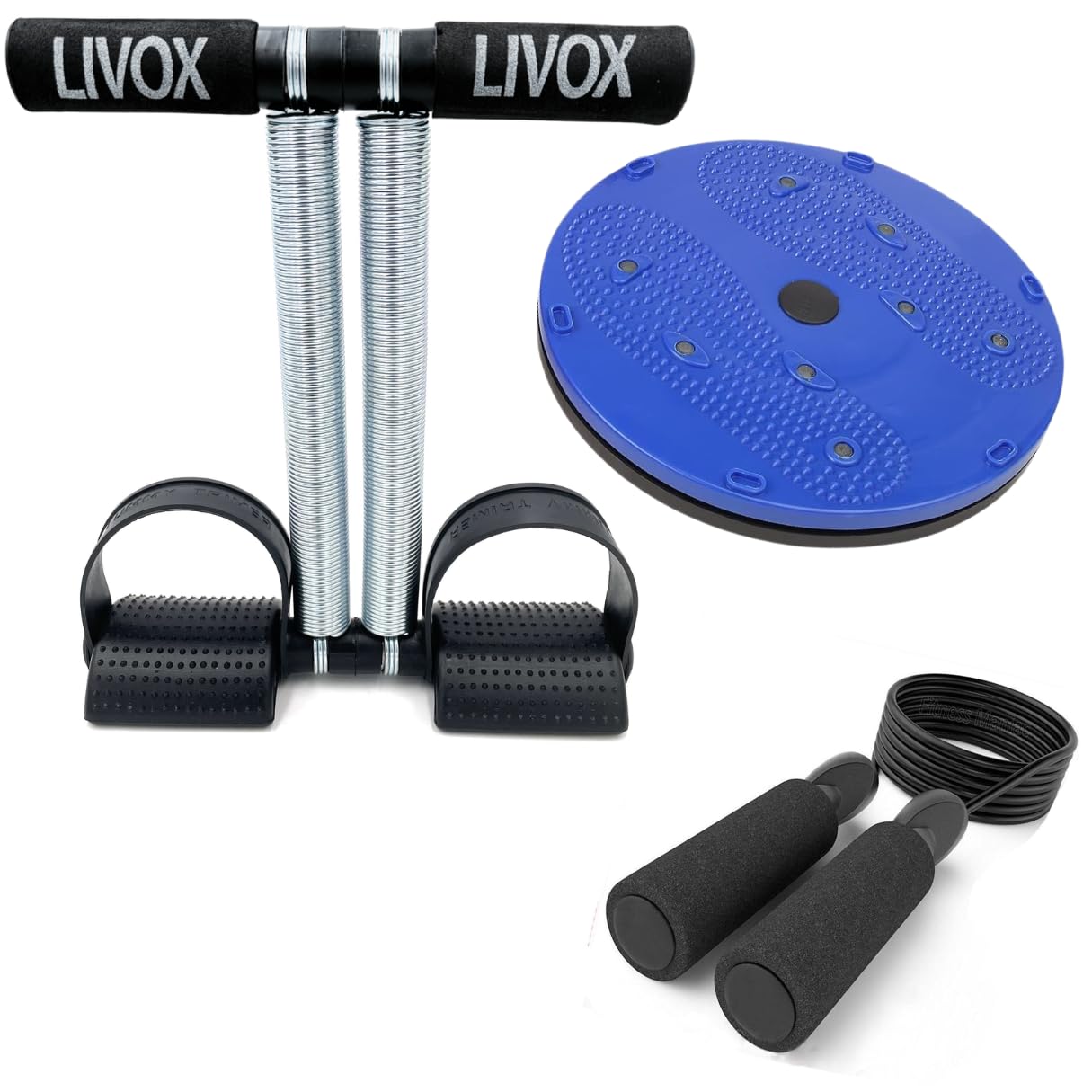 LIVOX Double Spring Tummy Trimmer with Skipping Rope and Tummy Twister Home Gym Equipment for Men and Women (Multicolor) (B09NW11WDD) Amazon Price History, Amazon Price Tracker