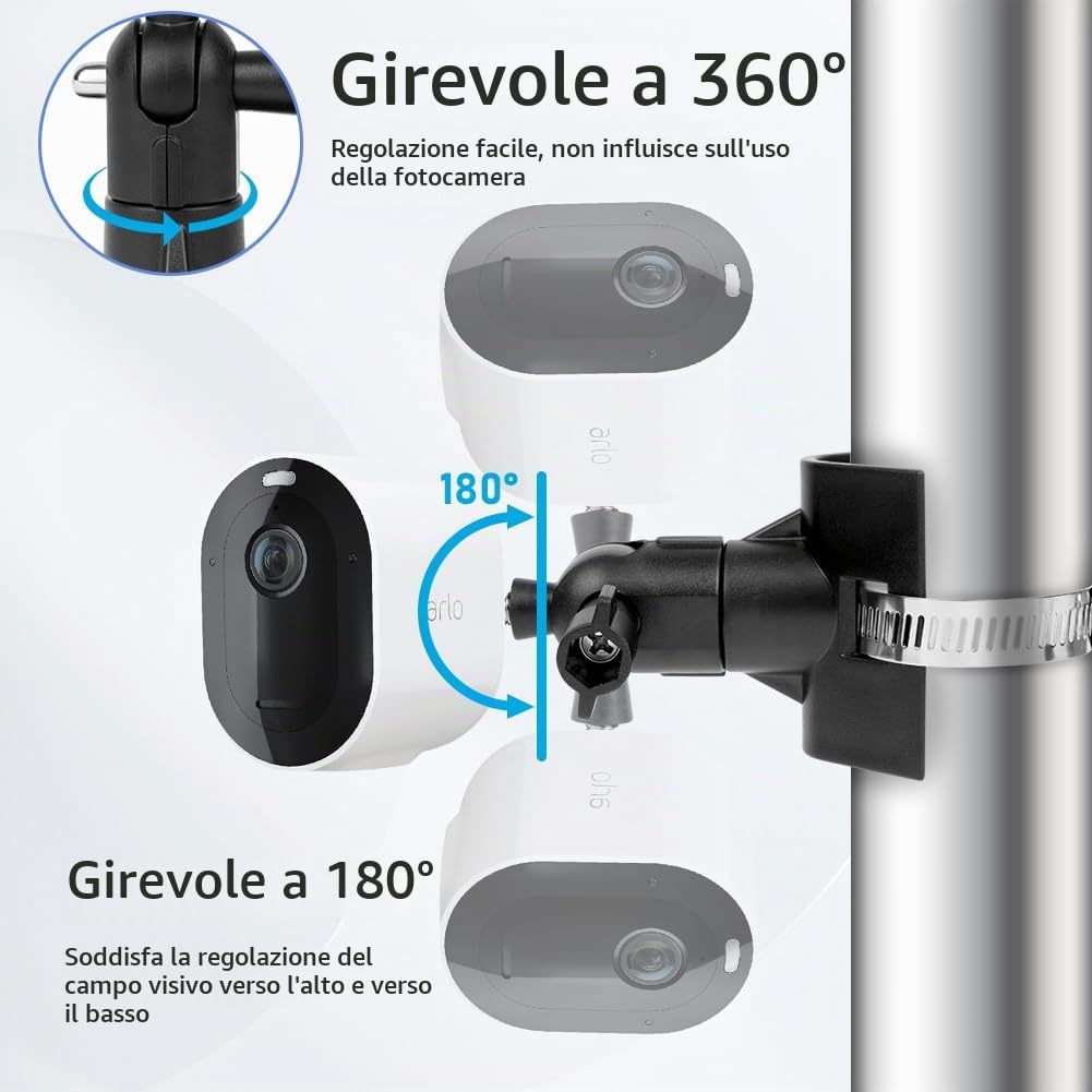 OFFCUP Supporto da Parete per Telecamere di Sicurezza da Interno Esterno, 2 Pezzi Supporto Telecamera Regolabile, per Arlo Pro, Arlo Ultra, Arlo Go e Altri Modelli Compatibili (Nero)
