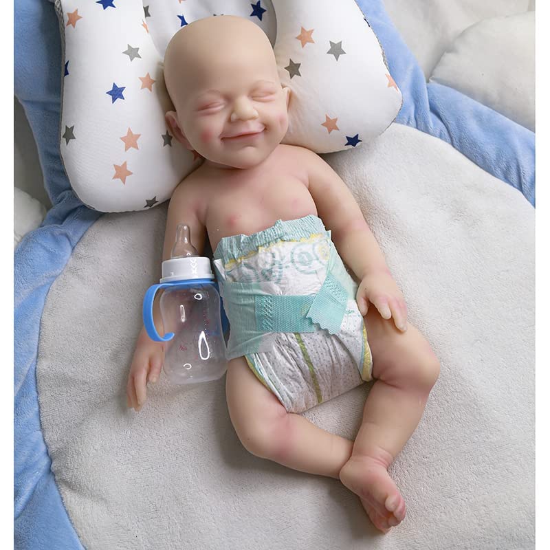 18.5 inch realistic full silicone baby doll,lifelike reborn baby dolls, toy, and collectible bald girl (girl)