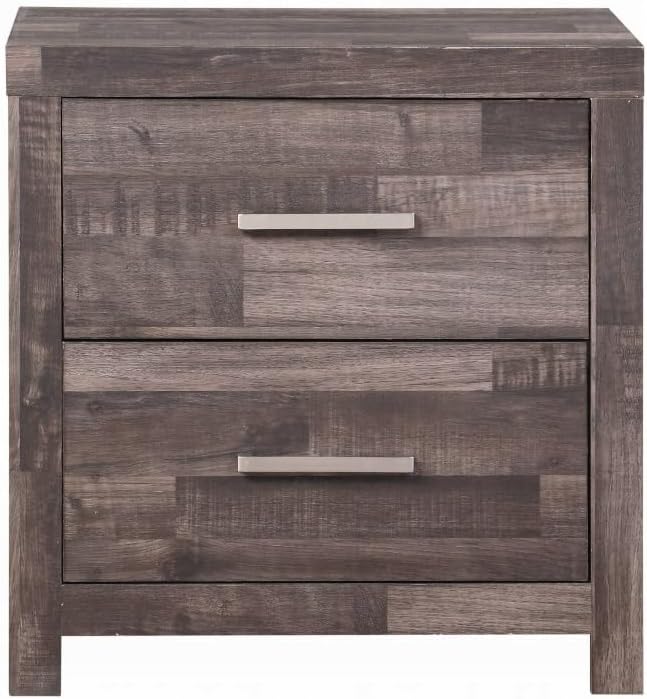 HomeStock African Artistry Rectangular Nightstand, Trendy Finish, Bedroom Endtable, Night Table, Bed Night Stand, Functional Storage Solution for Bedrooms Light Gray/2 Drawers Without Shelf