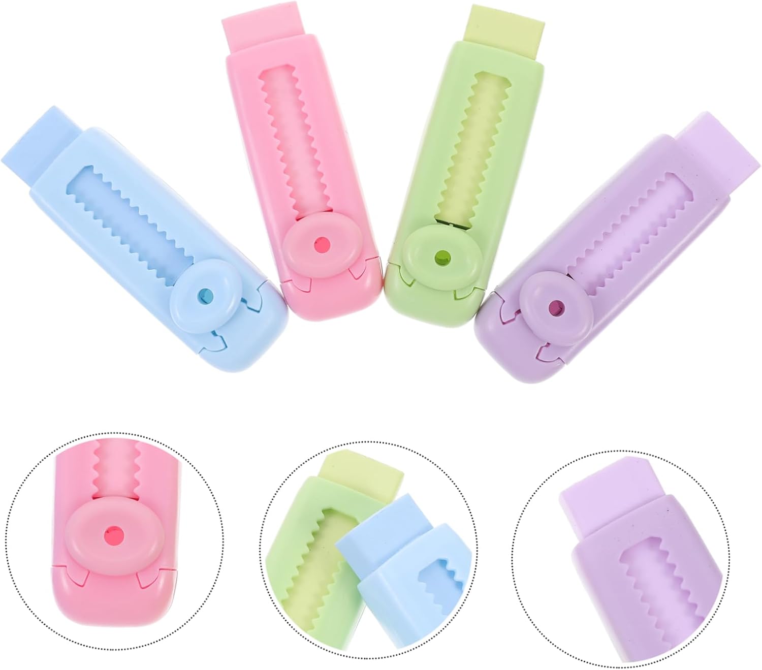 jojofuny 32pcs Sliding Retractable Erasers Cute and Traceless Erasers for Students for School Exams Safe and Material for Office and Art Supplies