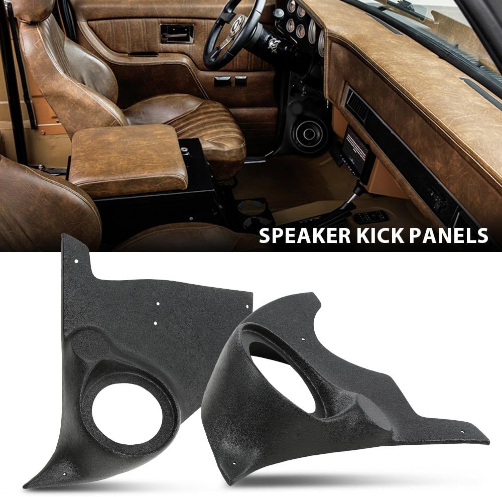 PIT66 Speaker Kick Panels Compatible with Chevy and GMC Pickup Trucks,Blazer，Jimmy,Suburban and Crew Cabs 1973-1987，1 Pair Black