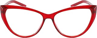 EDGEIWEAR Cat Eye Computer Blue Light Blocking Glasses with TR90 Frame for Digital Eye Strain Fatigue Relief and Better Sleep (Red)