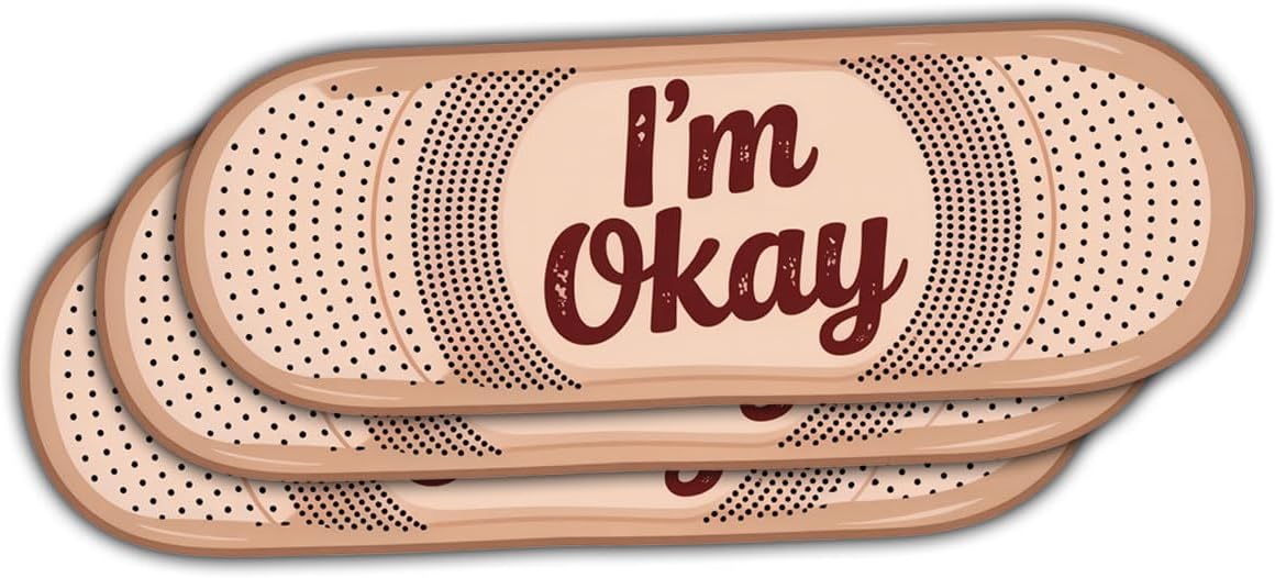 3 Pcs I’m Okay Sticker Funny Mental Health Self Care Band Aid Design Vinyl Decal Waterproof for Laptop, Water Bottle, Tumbler, Phone Case, Gift for Therapists, Nurses, Students, Office Workers 3 Inch